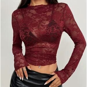 Wild Cherry Sheer Layering Top Great High Quality Material NWOT